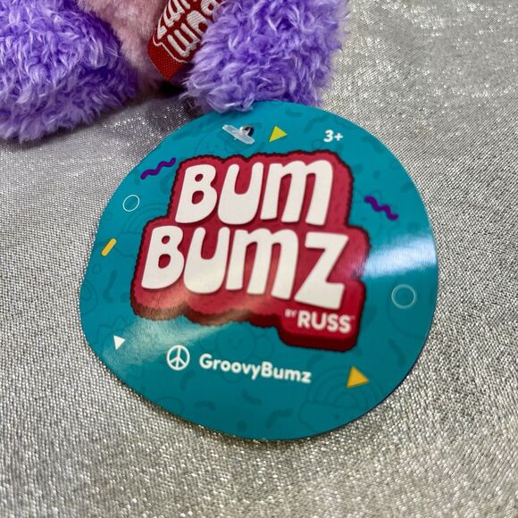 Kellytoy BumBumz 7.5" Groovy Petra Peace Sign Tie Dye Bunny Plush Tag & Sticker - Picture 3 of 11